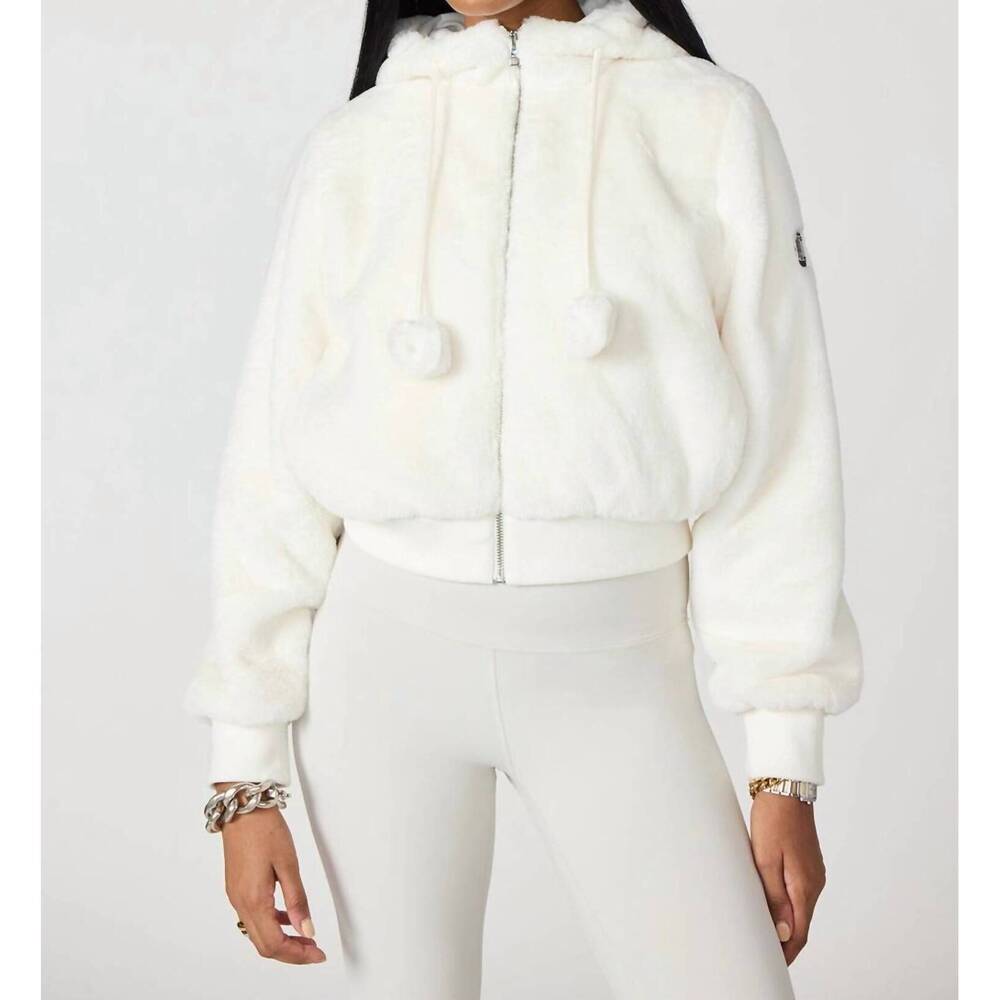 NEW MPG SPORT plush bomber jacket in vanilla